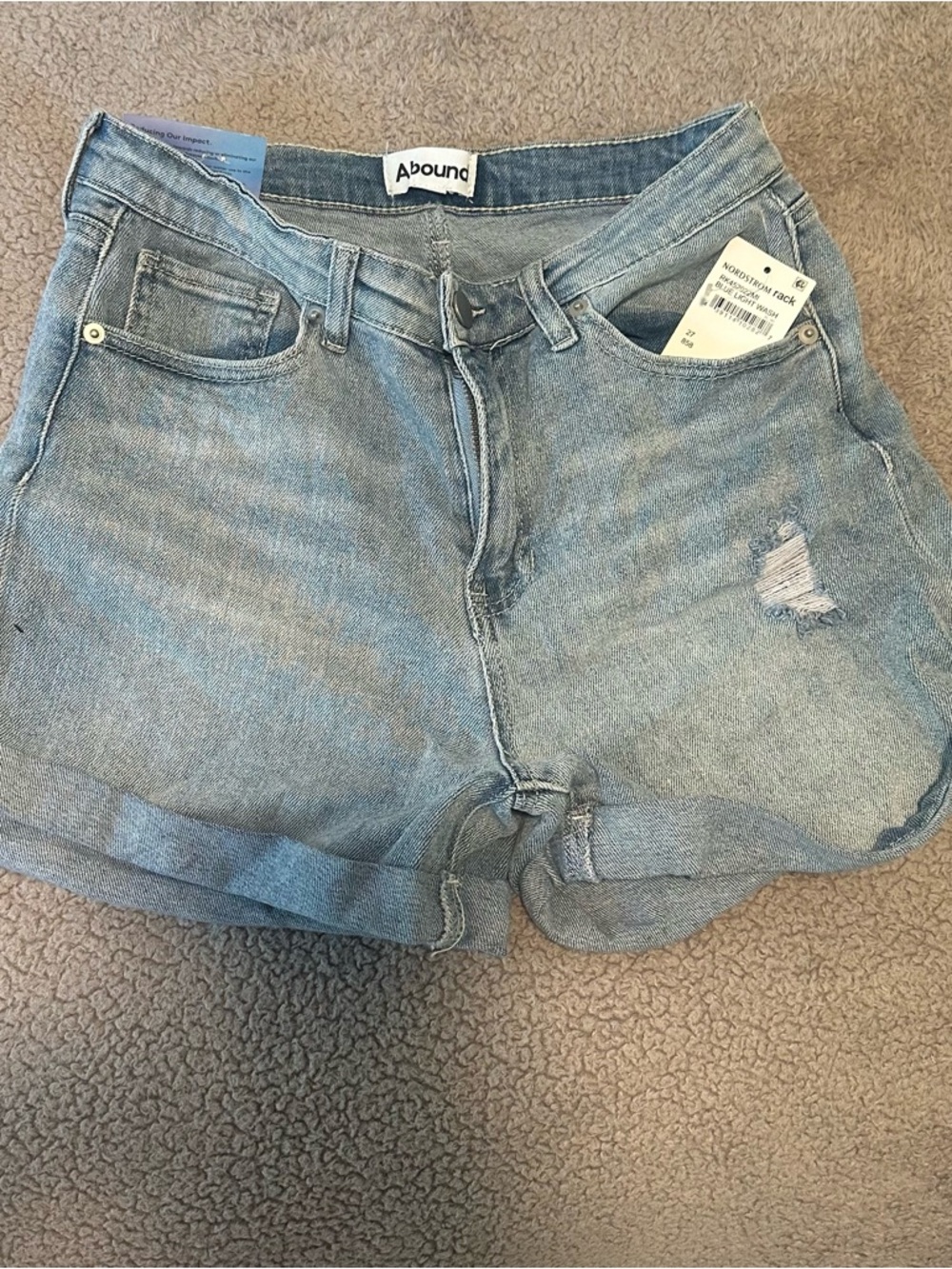 Abound Light Blue Distressed High-Rise Denim Shorts